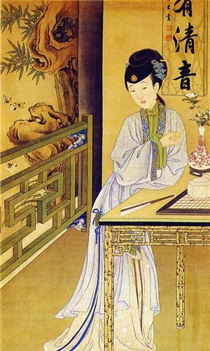 中国古典图画-沉思的古代美女