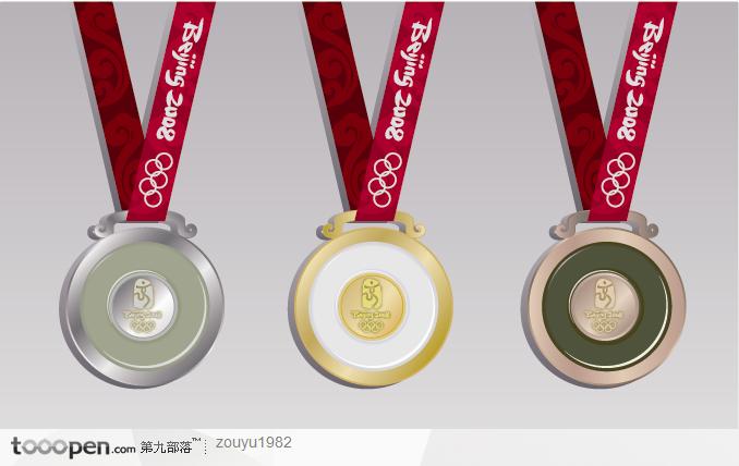 2008北京奥运会金牌银牌矢量 AI