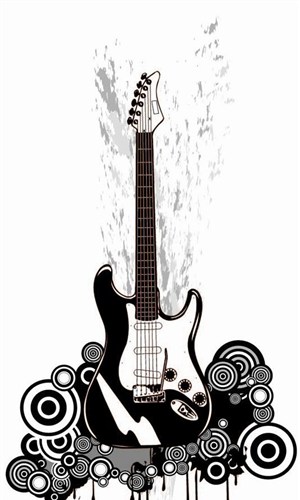 黑白吉他潮流矢量图案