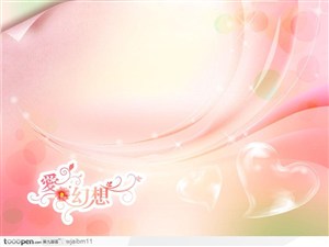 粉色系气泡爱心的优美朦胧梦幻背景模板