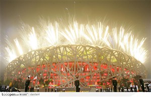 奥运会开幕式-鸟巢上空的烟火