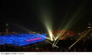 奥运会开幕式-水立方和镭射灯