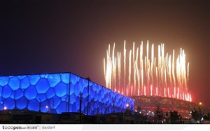 奥运会开幕式-水立方和鸟巢烟火
