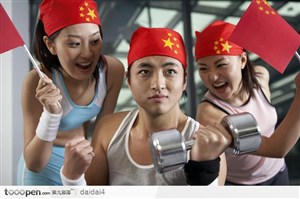 加油中国-锻炼身体的青年