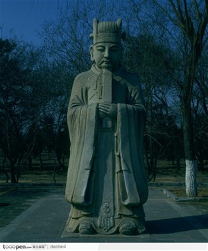 明十三陵-上书的文官石像