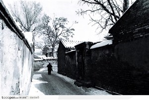 北京印象-古老的胡同街道雪景