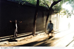 北京印象-夕阳下的胡同街道