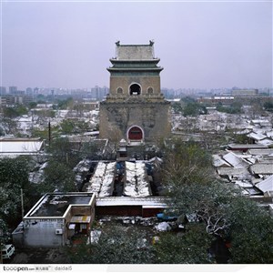 北京钟楼冬日远景