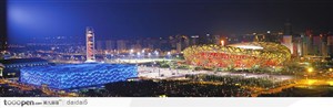 北京奥运体育馆全景夜景