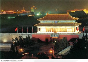 北京夜景-故宫神武门