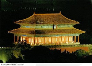 北京夜景-故宫东华门