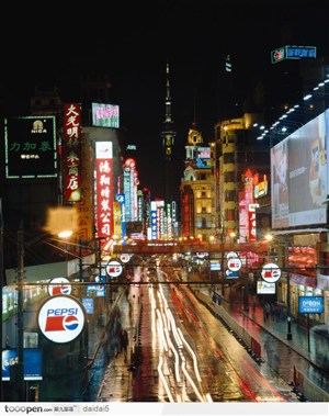 上海夜景-南京路车流