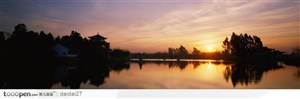 杭州西湖风景-宽幅美景西湖夕阳晚景
