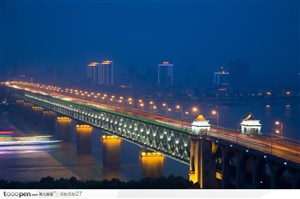 湖北武汉长江大桥(灯光夜景)