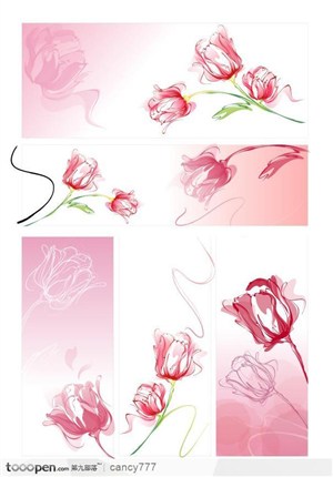 手绘玫瑰广告条背景矢量素材