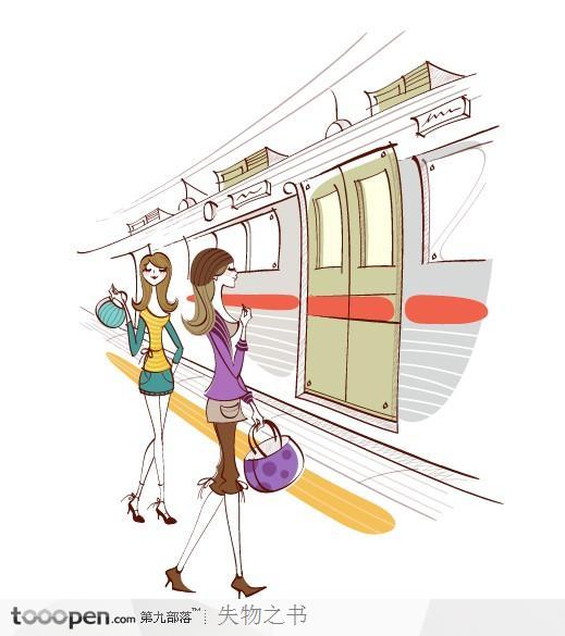 城市生活-等地铁的女孩