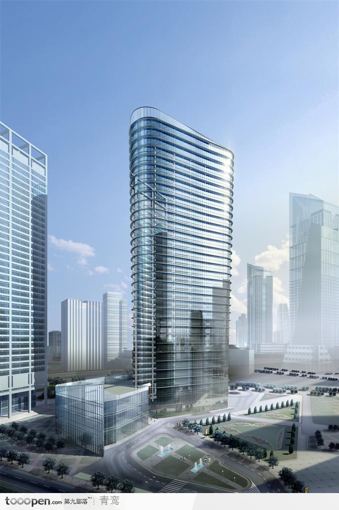 现代城市商业摩天楼建筑设计效果图