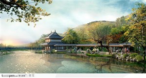 中式园林景观设计效果图
