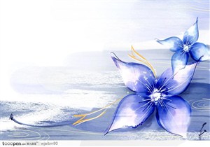 蓝色花朵梦幻背景