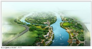 江滨园林景观设计规划效果图