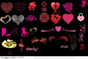 浪漫情人节海报宣传设计素材各式花纹集锦