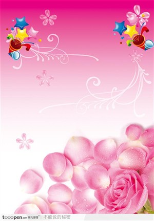 三八妇女节海报宣传设计素材-玫瑰花瓣五角星