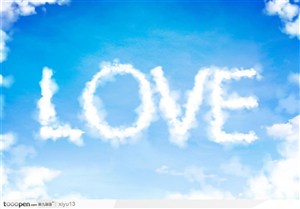 情人节素材--白云云朵拼成的LOVE字形