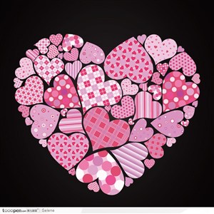 情人节素材--粉色浪漫时尚元素组成的心形