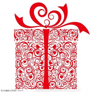浪漫红色潮流图案组成的华丽节日礼品盒