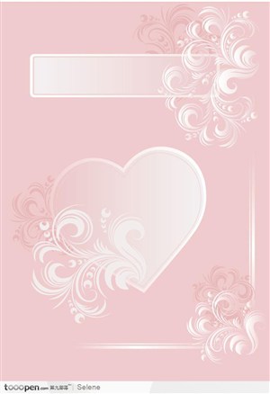 粉红色的玫瑰与情人节心形图案元素矢量素材