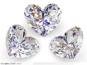 情人节素材--三颗璀璨的心形钻石