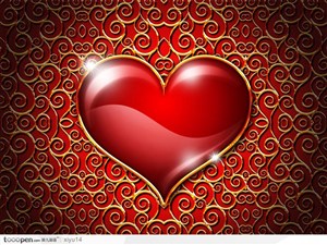 浪漫情人节-金属花纹上的红心