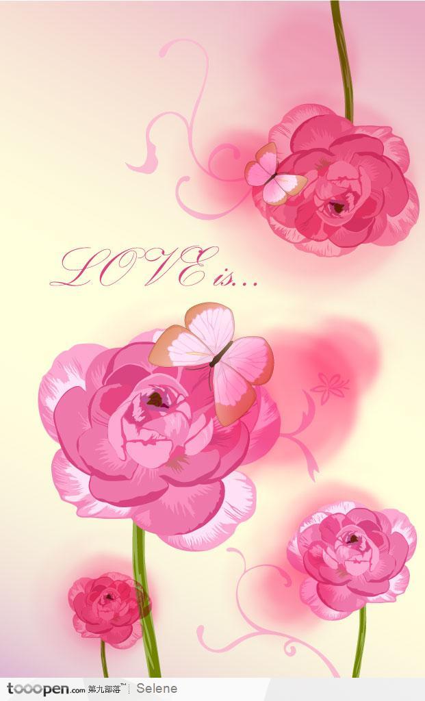 浪漫粉色手绘时尚花卉底纹背景