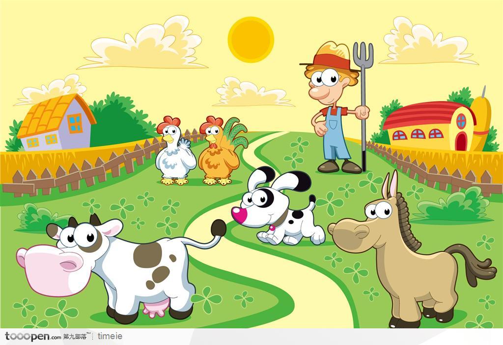 矢量图 QQ农场农夫与动物