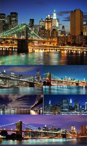 八副纽约大桥夜景高清大图