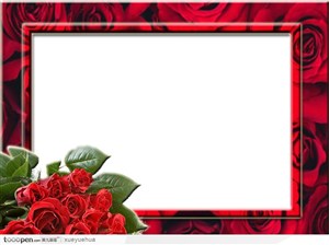 情人节玫瑰照片相框分层模板