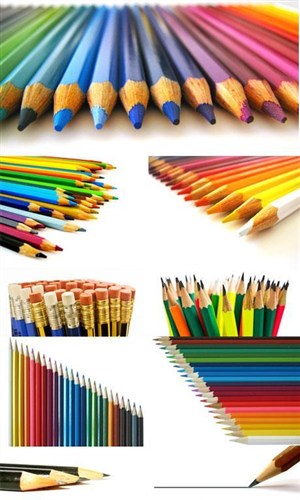 可爱彩虹色铅笔高清素材47张图打包