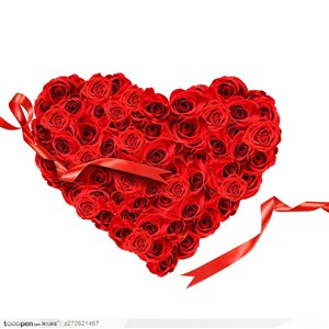 情人节玫瑰心形红色丝带