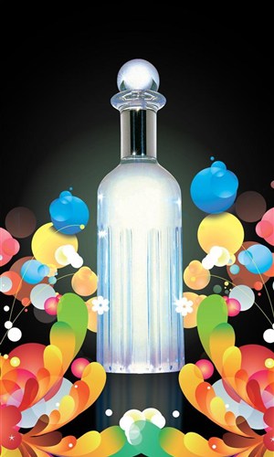 洋酒广告--时尚潮流底纹背景和透明玻璃瓶