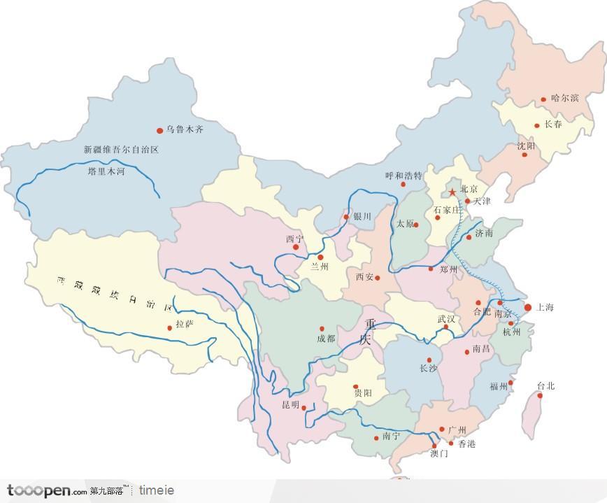 带省份的中国地图