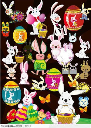 兔子 复活节可爱兔子造型和彩蛋