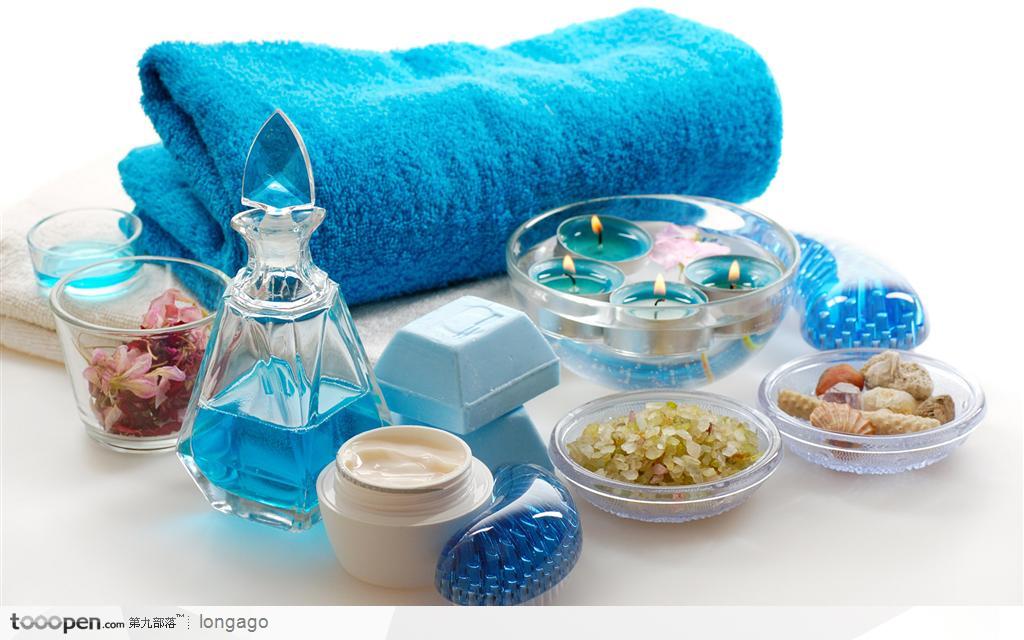 SPA美容静物用品--手巾和各种香料
