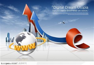 商务创意PSD-环球WWW互联网与箭头