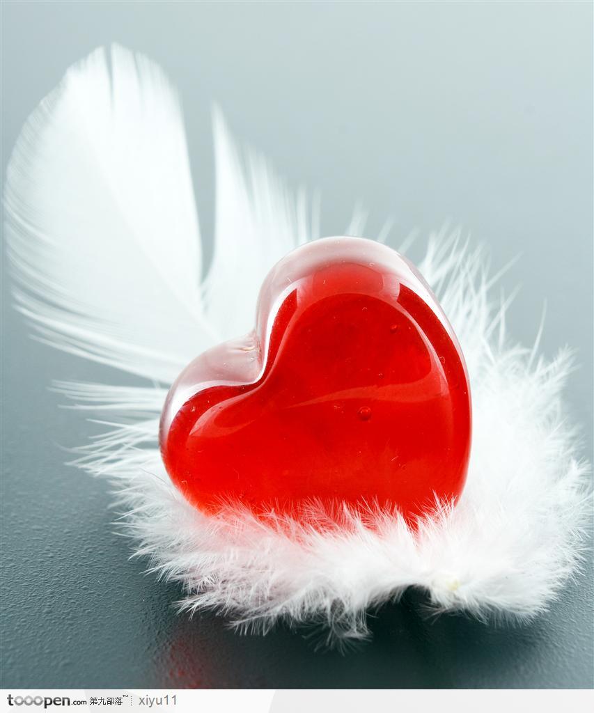情人节物语-白色羽毛上的心形