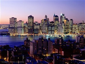 美国纽约繁华都市夜景图