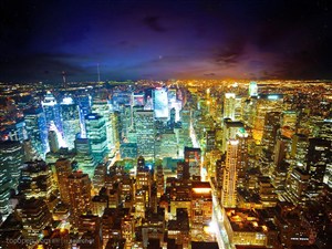 美国纽约繁华都市夜景图片