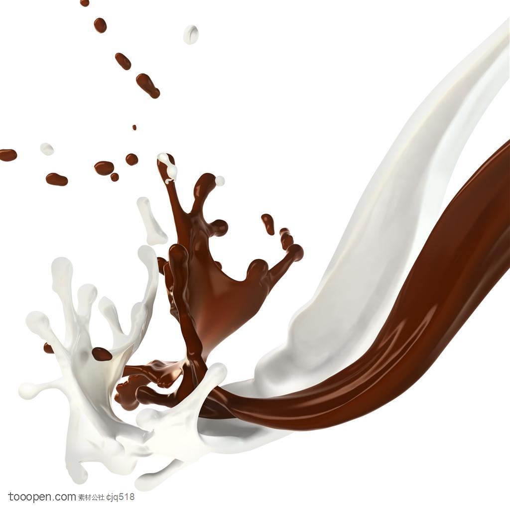动感泼洒飞溅的牛奶与巧克力创意设计