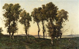小树林的欧洲古典风景油画