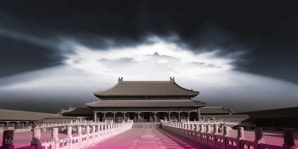 名胜古迹-北京紫禁城里的金銮殿外面特写