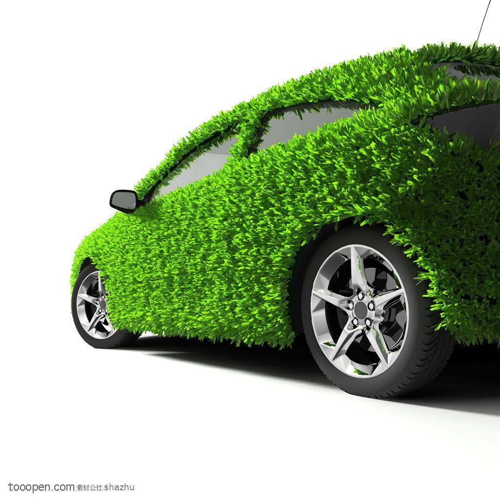 绿色侧面环保汽车创意图